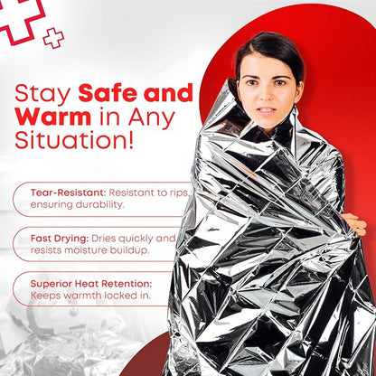 Mylar Emergency Thermal Blankets – Large 54” x 84” Silver Survival Blankets - Image 3