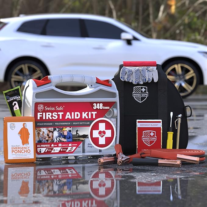 Swiss Safe 2-in-1 Car Emergency Kit | 12-FT Heavy-Duty Jumper Cables & - Image 7