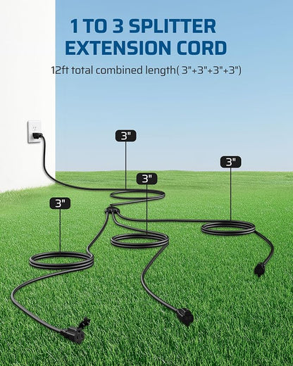 DEWENWILS Outdoor Extension Cord 1 to 3 Splitter, Total 12FT, 13A 125V 1625W - Image 2