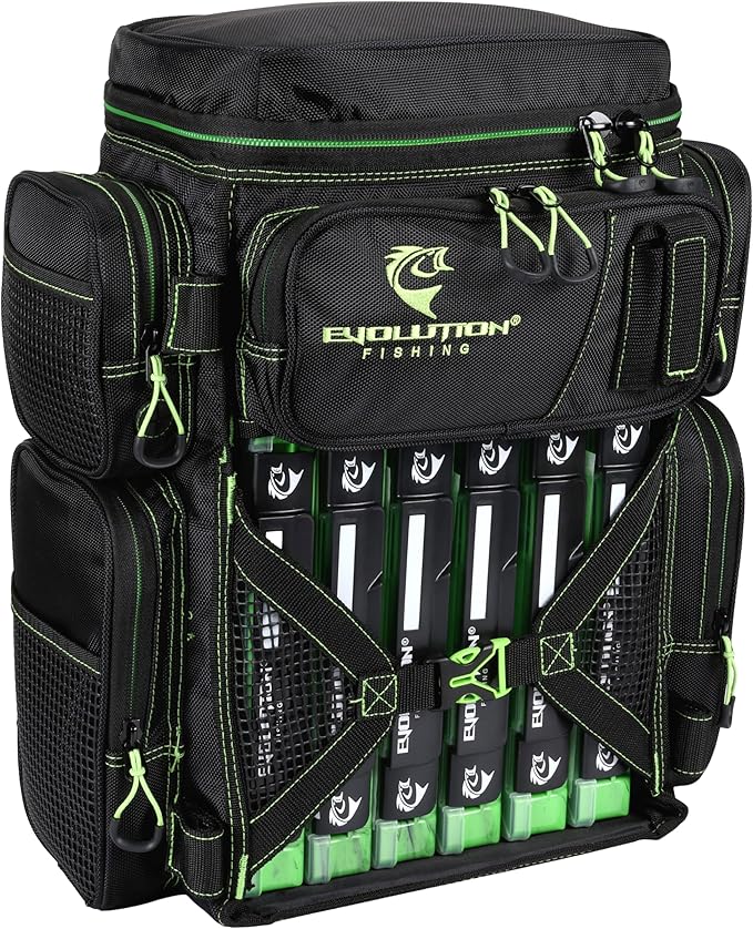 Evolution Fishing Drift Series Tackle Backpack, Outdoor Rucksack w/ 6 Fishing by EvolutionOutdoor