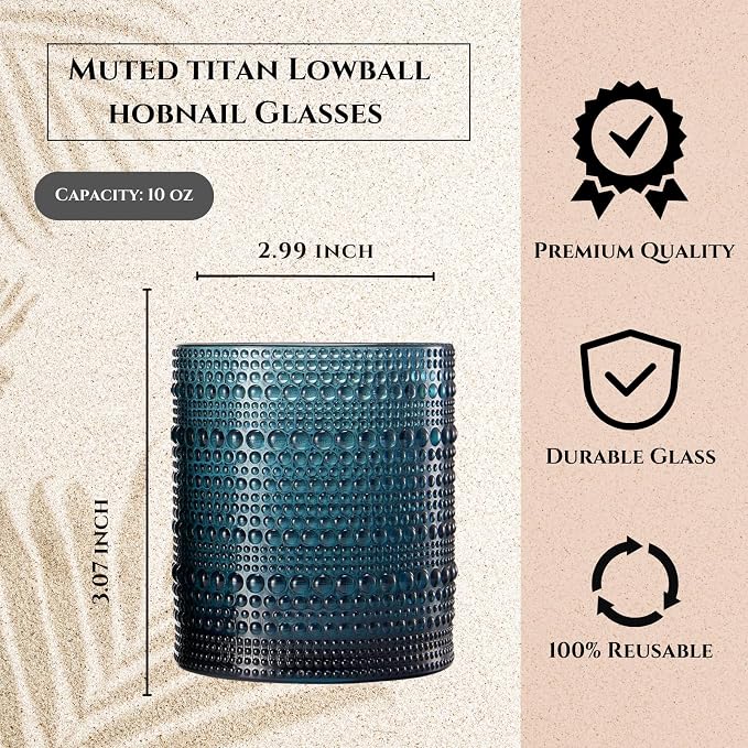 Khen Plastic Hobnail Drinking Glasses Set of 6 Neutral Tones Cups 14oz - Image 3