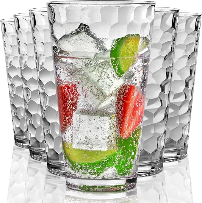 Bravario Hammered Plastic Drinking High Tumbler, Dishwasher-Safe Premium by Bravario