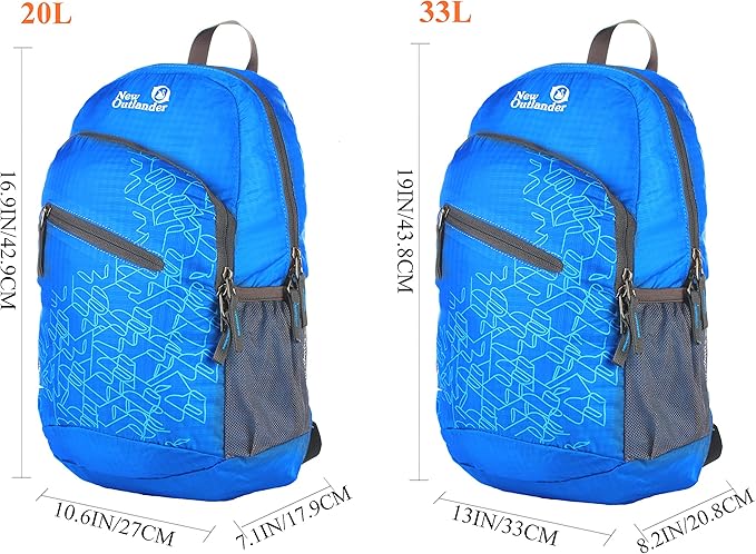 Outlander Packable Handy Lightweight Travel Hiking Backpack Daypack-Light Blue-L - Image 6