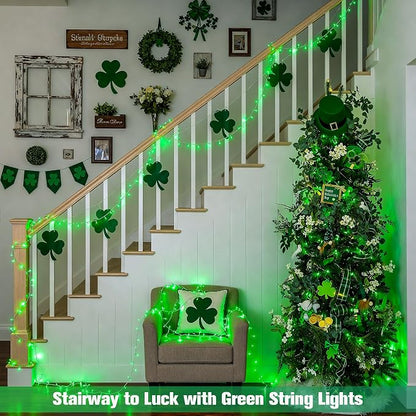 JMEXSUSS Green St Patricks Day Lights Indoor Outdoor Clear Wire, 200 LED Green - Image 4