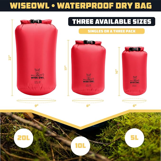 Wise Owl Outfitters Waterproof Dry Bag 3-Pack – Lightweight & Airtight - Image 3