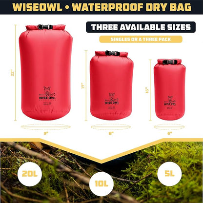 Wise Owl Outfitters Waterproof Dry Bag 3-Pack – Lightweight & Airtight - Image 3