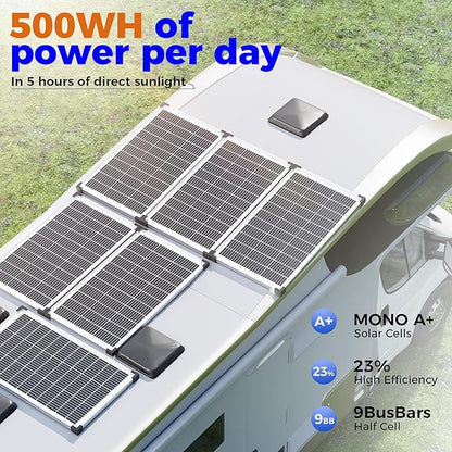 Voltset 100W 12V Solar Panel, High Efficiency 9BB Cell Monocrystalline Solar - Image 2