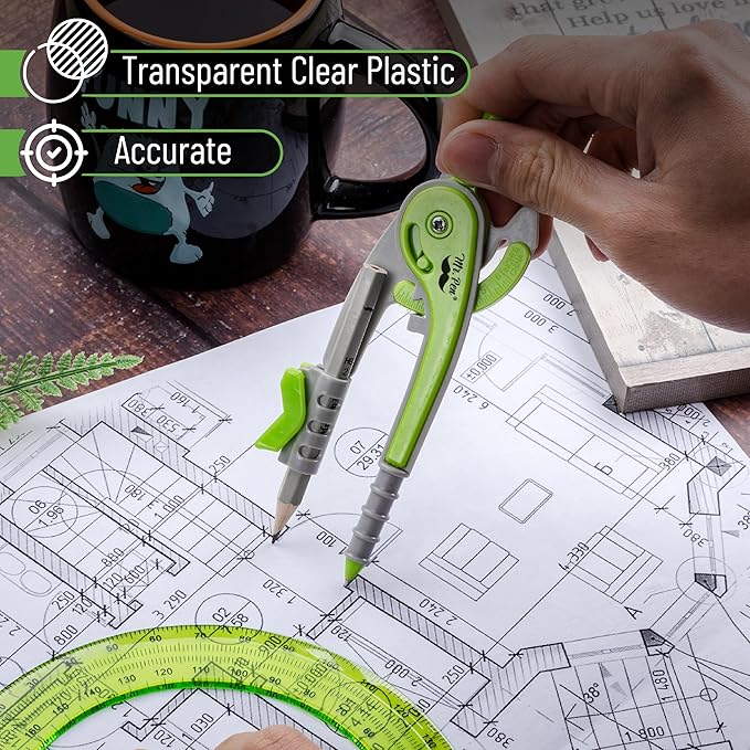 Mr. Pen- Geometry Compass and Protractor Set, 6 Inch Compass, 6 Inch Protractor - Image 4