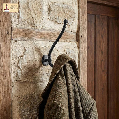 Mystic Colonial Rustic Cast Iron Wall Hooks, Heavy Duty Retro Utility Hanger - Image 5
