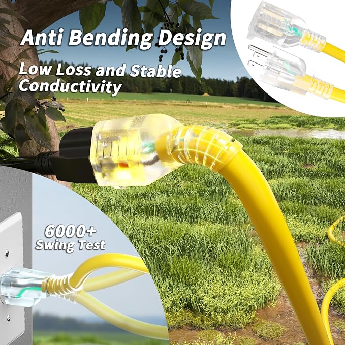 PlugSaf 25ft 12/3 Gauge Outdoor Extension Cord Waterproof - Image 2