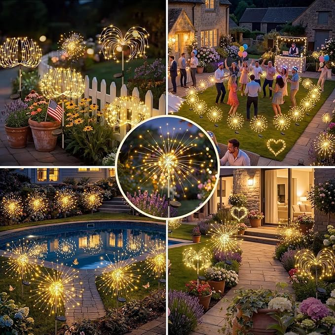 Solar Firework Lights Outdoor 4 Pack, 120LED Solar Starburst Garden Lights - Image 9
