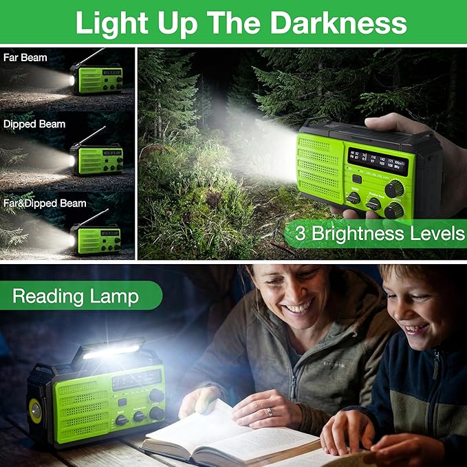 Emergency Weather Radio, 22200mWh Hand Crank Emergency Radio - Image 5