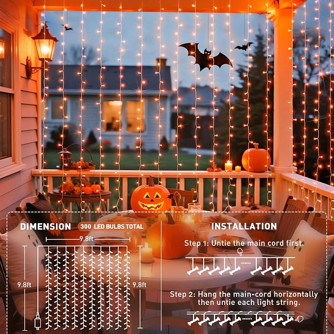 JMEXSUSS 300LED Orange Halloween Lights - Image 6