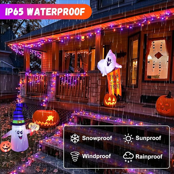 200LED Orange and Purple String Lights 63 Ft Halloween Light 8 Modes Twinkle - Image 6