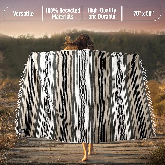 Hydration Nation Authentic Large Handwoven Mexican Blanket - Image 3