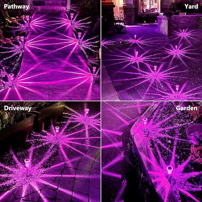 Solar Pathway Lights Gift for Mom 10 Pack Pink Solar Lights Outdoor Waterproof - Image 4