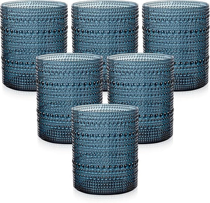18PCS Hobnail Plastic Drinking Glasses - 14Oz Beaded Mixed Drinkware Sets by Joyido