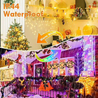 88FT 240LED Connectable String Lights Indoor Outdoor Clear Wire, Warm - Image 5