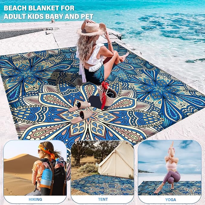 Famstar Beach Blanket Oversized Extra Large78 X 110", Waterproof Sandproof - Image 5