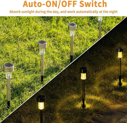 GIGALUMI Solar Pathway Lights, Stainless Steel IP44 Waterproof Auto On/Off - Image 4