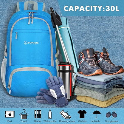 ZOMAKE Lightweight Packable Backpack 30L, Foldable Hiking Backpacks Water - Image 3