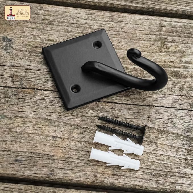 Mystic Colonial Rustic Cast Iron Wall Hooks, 3.6" Heavy Duty Coat Hooks - Image 6