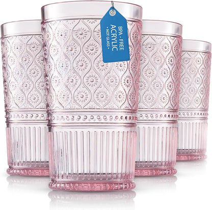 Godinger Highball Drinking Glasses, Acrylic Drinking Glasses Set, Elegant Tall by Godinger