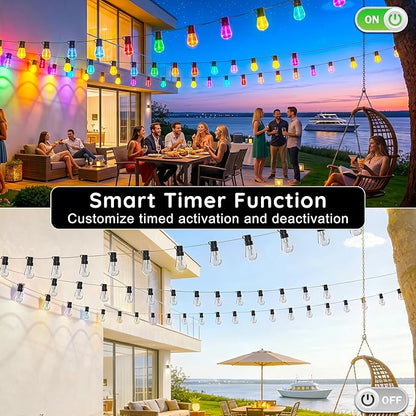 300FT RGB+IC Outdoor String Lights, Dimmable Shatterproof LED Bulbs, IP67 - Image 5