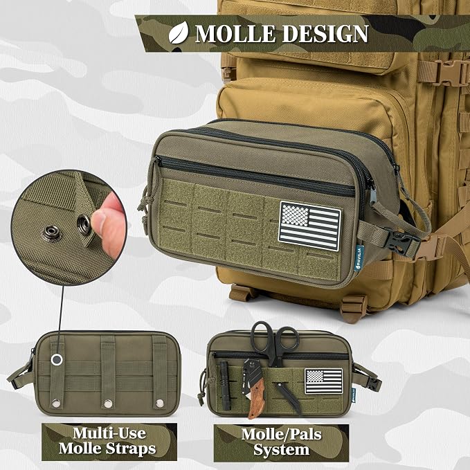 PAVILIA Tactical Toiletry Bag for Men, Travel Hygiene Bag, Military Gear Dopp - Image 5
