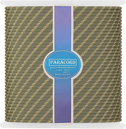 Paracord 850lb | Parachute Cord 12 Strand Genuine Type III Nylon Rope Tent Rope by JIJI%26ZEZE