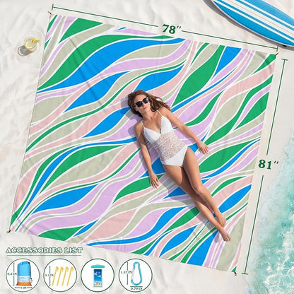 Famstar Beach Blanket Oversized Extra Large 78" X 81", Waterproof Sandproof - Image 2