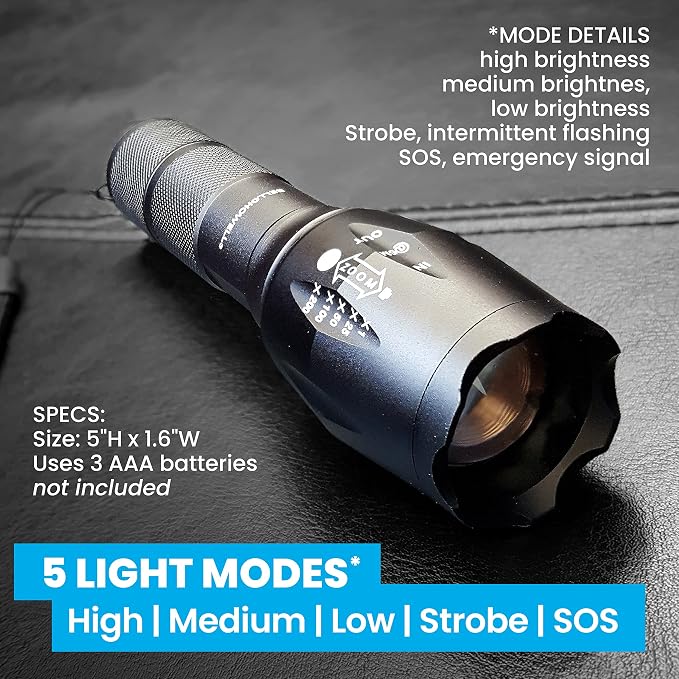 TacLight 3 Pk Tactical Flashlights High Lumens 40x Brighter than Regular Flash - Image 7