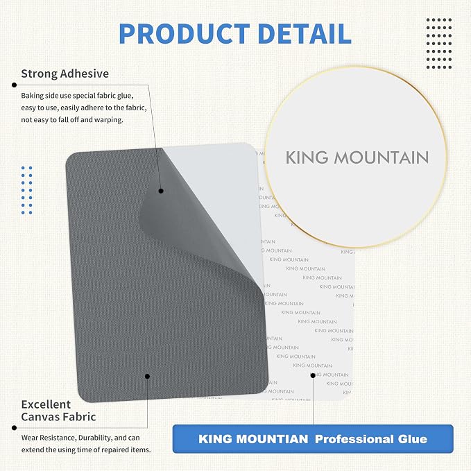 KING MOUNTAIN Canvas Repair Patch 9 x11 Inch 4 Pcs Self-Adhesive Waterproof - Image 3