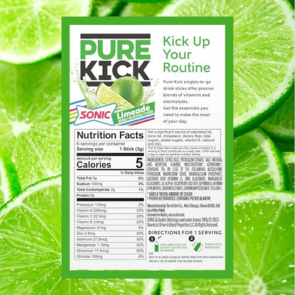 PURE KICK Hydration Singles to Go Drink Mix, Sonic Limeade, Includes 12 Boxes - Image 2