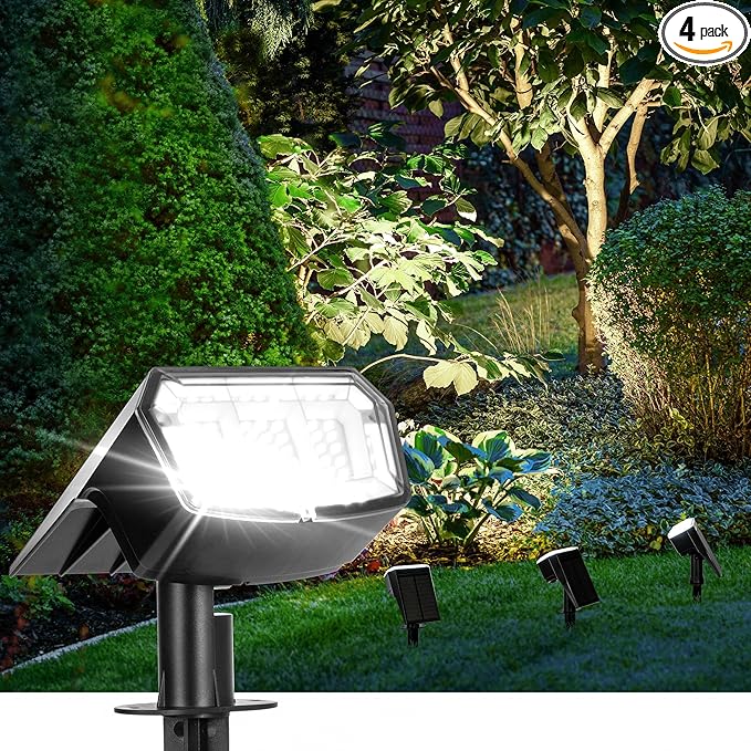 AUDERWIN Solar Spot Lights Outdoor Waterproof 4 Pack IP65, 63 LED 3 Lighting by AUDERWIN