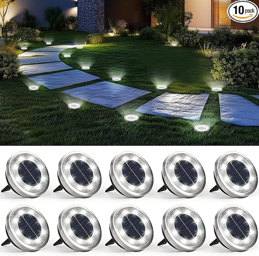 SOLPEX 10 Pack Solar Ground Lights Outdoor Waterproof, Solar Powered Pathway by Solpex