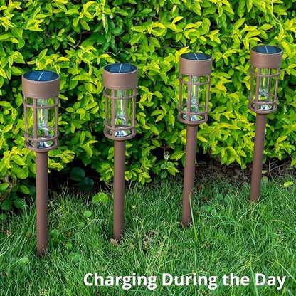 ILANCK Solar Pathway Lights Outdoor Solar Lights 8 Pack Metal & Glass Design - Image 3