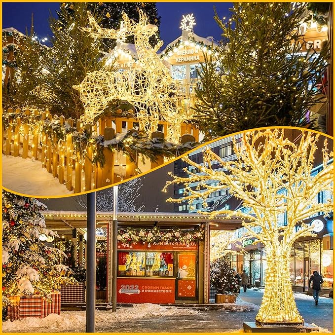 240LED 88Ft Connectable String Lights Indoor Outdoor Clear Wire | Warm White - Image 4