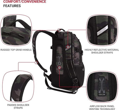 SwissGear 3598 Backpack, Narrow Daypack, Camo/Green - Image 2