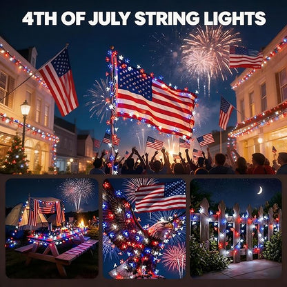 ITICdecor 50 LED Solar Flower String Lights Outdoor Waterproof 4th of July - Image 6