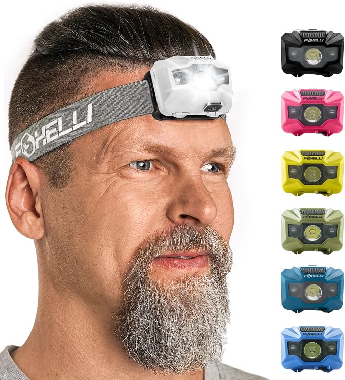 Foxelli USB‑C Rechargeable LED Headlamp – Ultra‑Light 2.4 oz & - Image 7