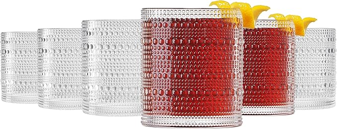 Plastic Hobnail Drinking Glasses Set of 6 Tritan Lowball Cups 14oz, - Image 6