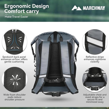 MARCHWAY Roll Top Waterproof Backpack, Floating Dry Bag 20L/30L/45L - Image 3