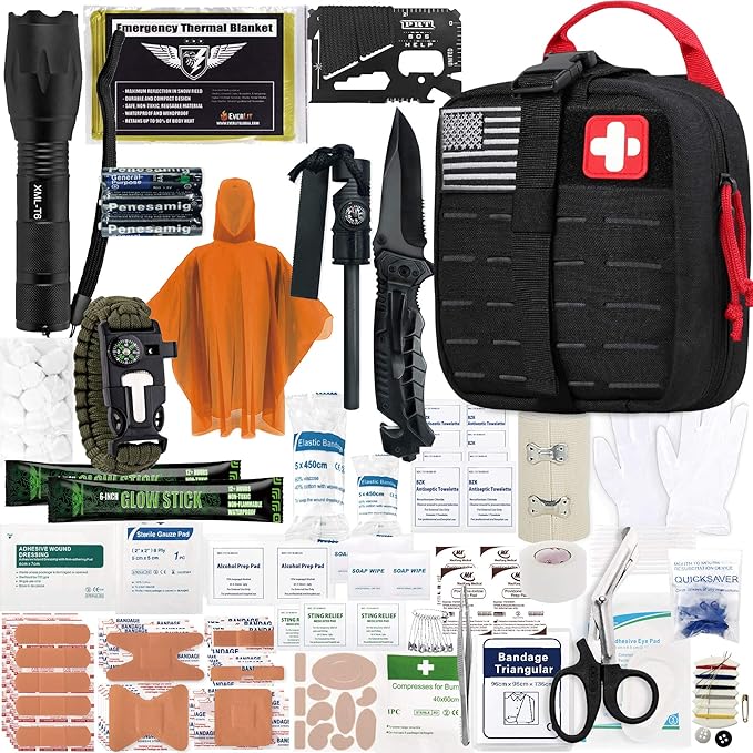 Everlit Survival Upgraded Survival First Aid Kit Emergency Gear Trauma Kit by EVERLITSURVIVAL
