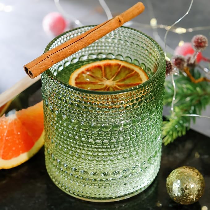 Kate Aspen Sage Green Hobnail Beaded Drinking Glasses Set of 6-10 oz Vintage - Image 2