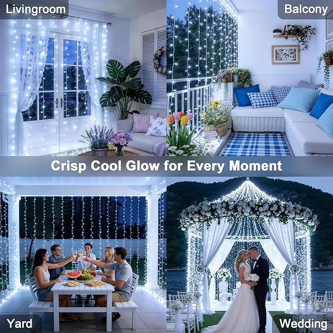 JMEXSUSS 300 LED 9.8x9.8Ft Curtain Lights Indoor - Image 4