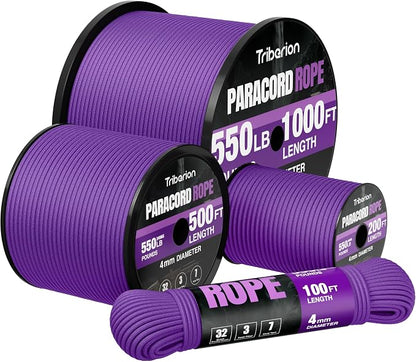 Paracord Rope 550 lb - 200ft 5/32" Parachute Cord 4MM 7-Strand para Cord - by Triberion