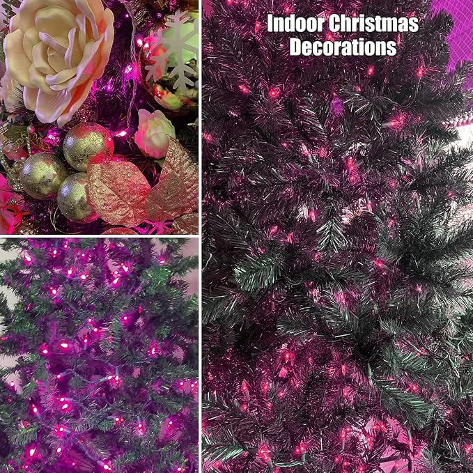 HISHINY Christmas Lights 100 Count Pink Christmas Tree String Lights - Image 5