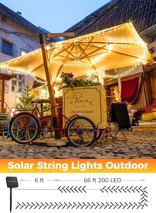 Minetom Solar String Lights Outdoor Waterproof, Extra Long 72FT 200 LED Solar - Image 2