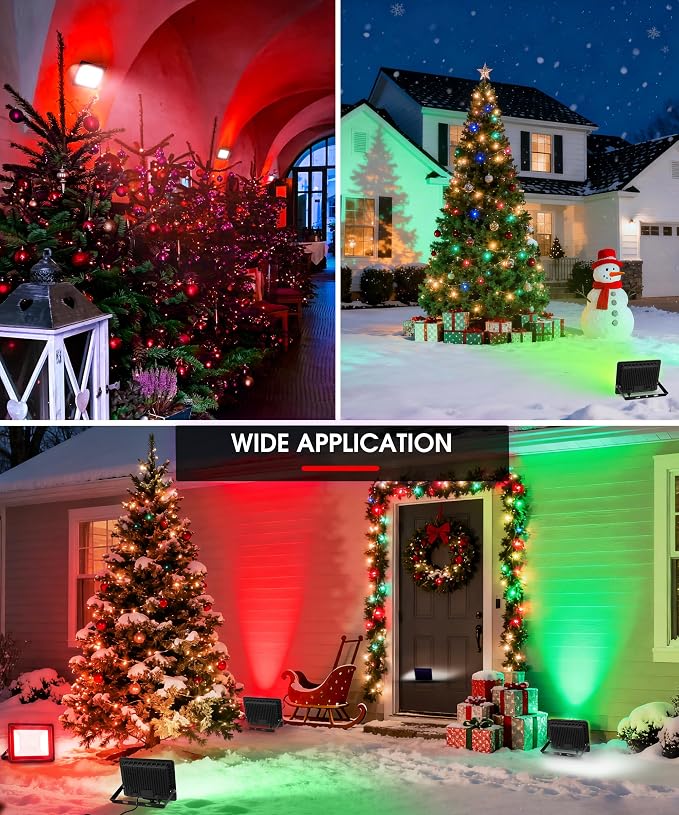 L LOHAS LED Red and Green Christmas Flood Light Outdoor,    - Image 3